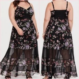 Mesh floral maxi dress